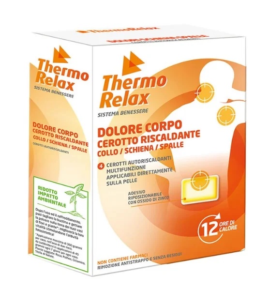 Parches térmicos Thermorelax para cuello, espalda y hombros (4 unidades) para aliviar el dolor.