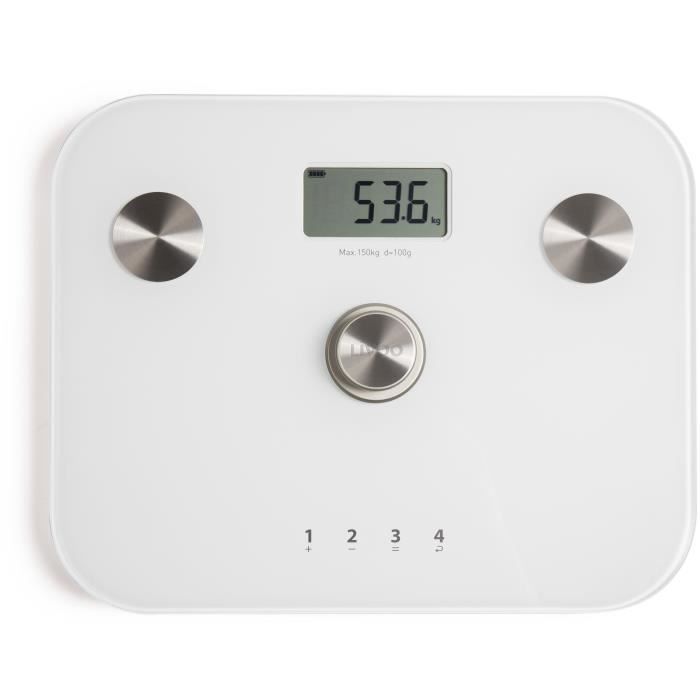 Dynamo-lichaamsanalyseweegschaal - LIVOO - DOM465W - Batterijloos - 6 indicatoren - Max. 150 kg - 4 profielen - LCD - Wit