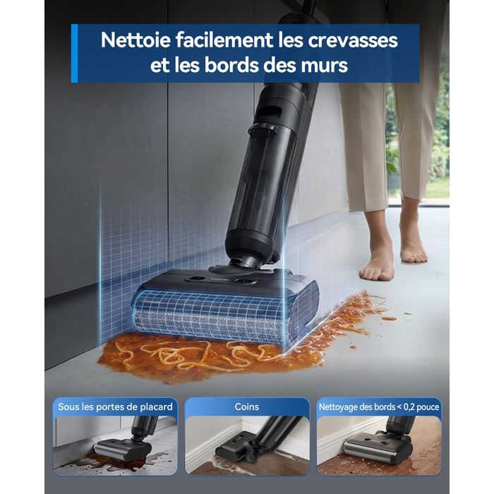 Redroad H13 Cordless Vacuum Cleaner and Mop - 23000Pa, 75min Runtime, Self-Cleaning, Anti-Tangle, OLED Screen, for Hard Floors - Black