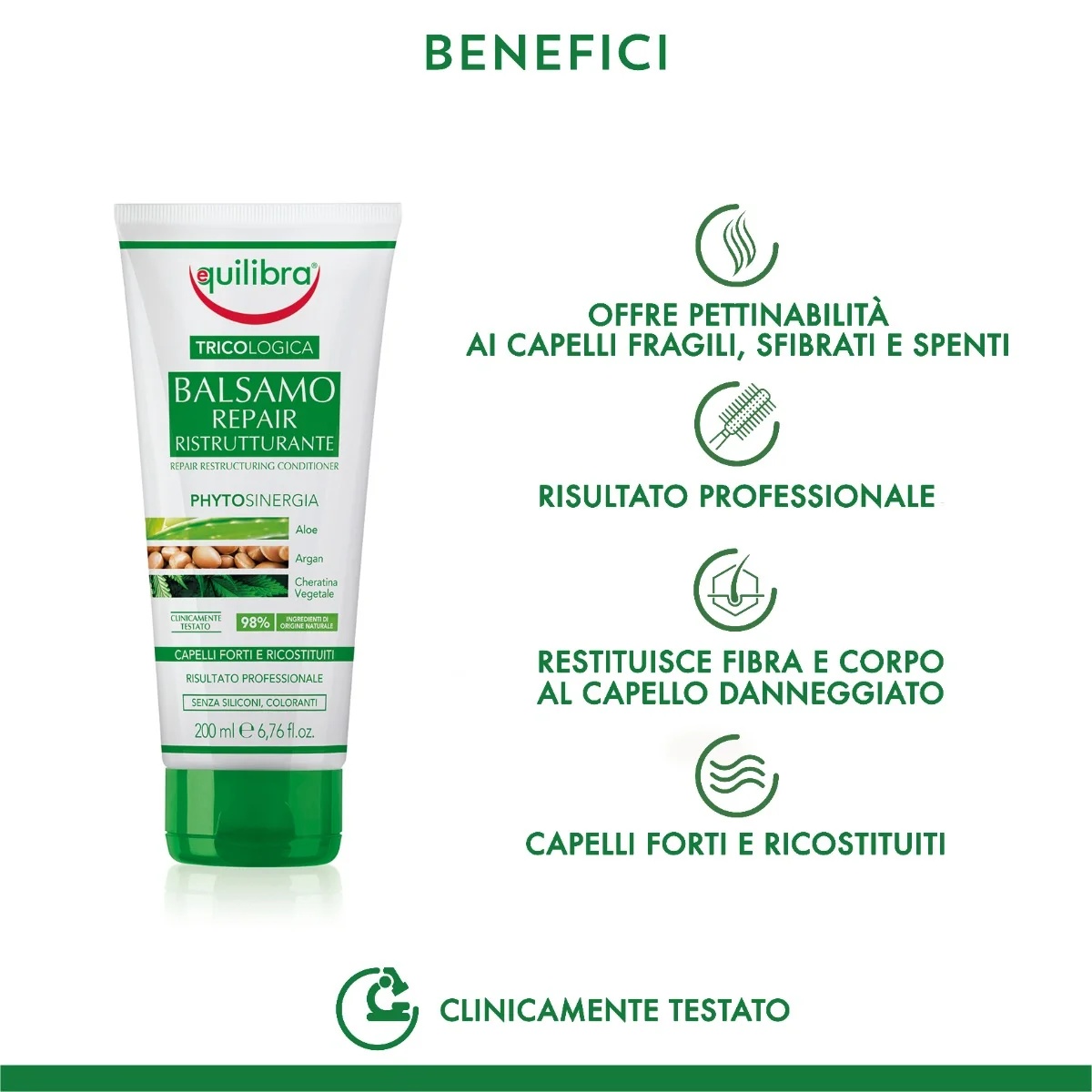EQUILIBRA Equilibra Condicionador Reparador e Reconstrutor 200 ml Dermatologicamente testado
