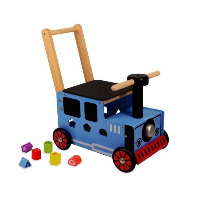 I'm toy - Wooden baby ride-on toy, the little blue train - IM87571