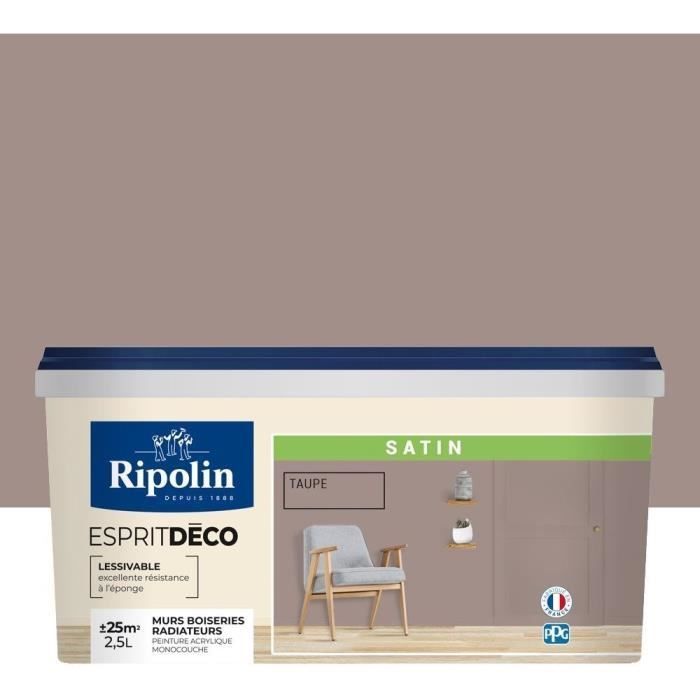 Pintura mural RIPOLIN para todas las habitaciones - Gris topo satinado - 2,5 L