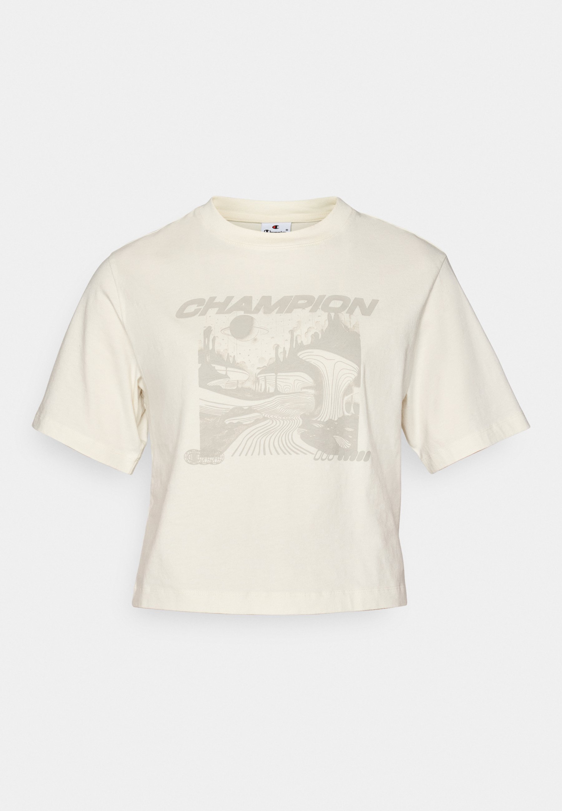 Champion CREWNECK - Tricou cu imprimeu - alb-gălbui