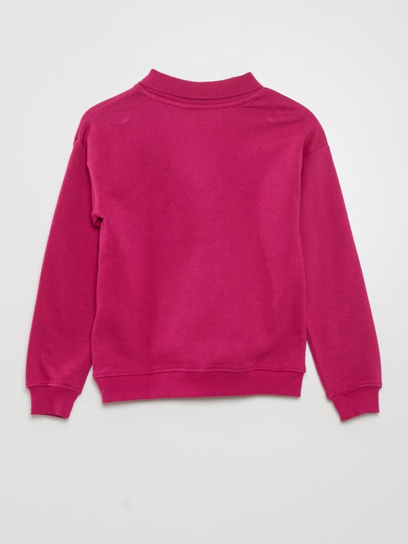 Sweatshirt met opdruk en colkraag - ROZE
