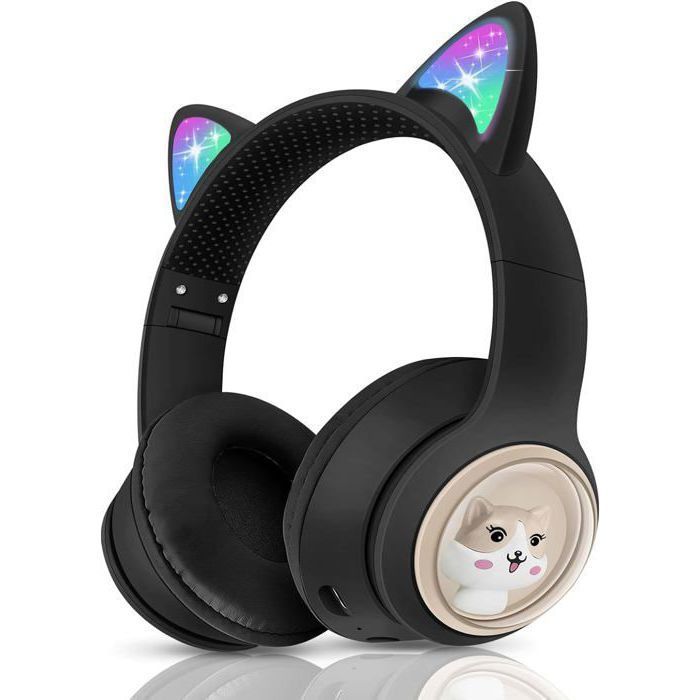 Cuffie Bluetooth per bambini 85dB: cuffie on-ear pieghevoli (con filo/wireless + LED)