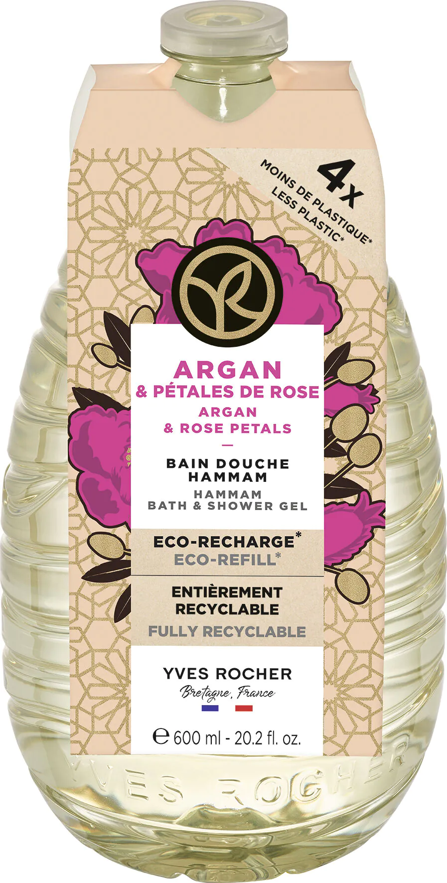 Yves Rocher Argan & Płatki Róż Żel pod prysznic i do kąpieli, refill