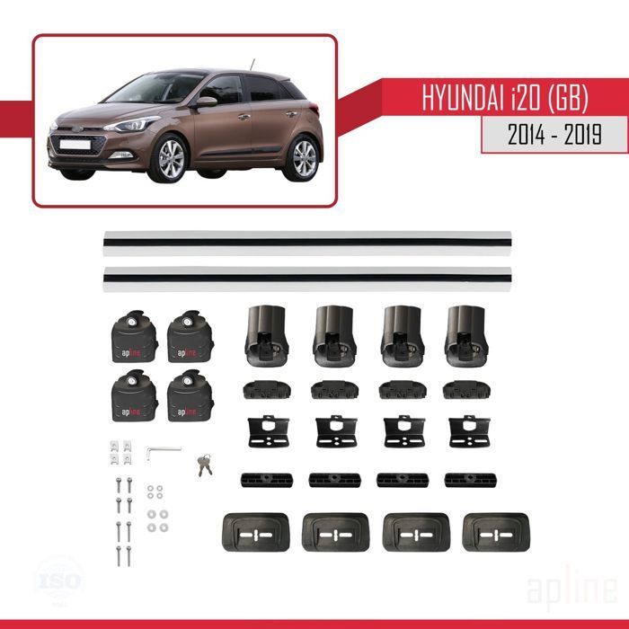Barras de techo - ACE-3 - Hyundai i20 (GB) 2014-2019 - Aluminio - 2 barras - Carga útil < 300 kg
