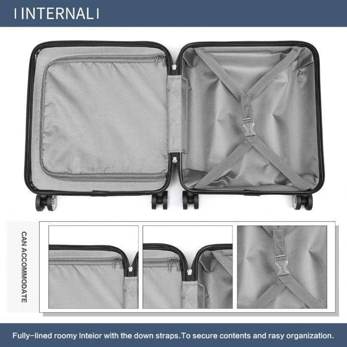 Kono Valise Cabine 45x20x35cm Valise de Voyage Trolley Rigide en ABS avec Bagages à Main à 4 roulettes et Serrure TSA, Marine