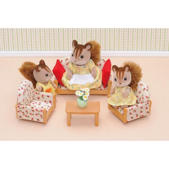 Sylvanian Families Village Sofa, 2 Armchairs and Coffee Table Set