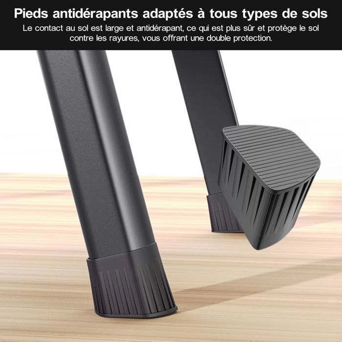Escalera de tijera Seven Comfort - 4 peldaños - Acero - Plegable - 61×45×118 cm (largo × ancho × alto) - Carga máxima 150 kg - Negra