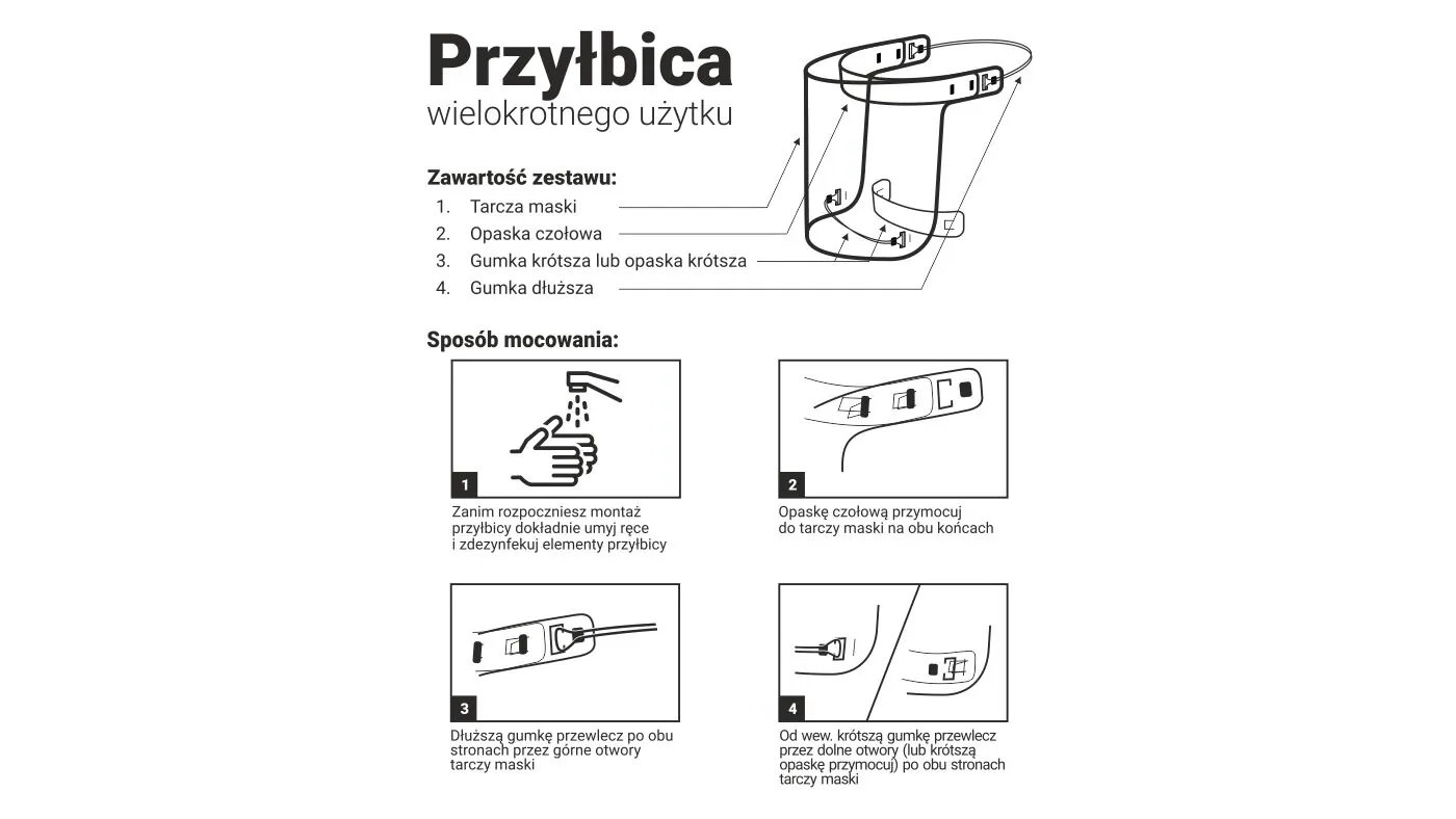Przyłbica ochronna wielokrotnego użytku