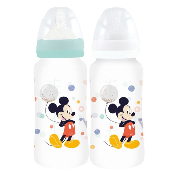 2-pack of THERMOBABY MICKEY COOL baby bottles - 360ml - Anti-colic - 3-position flow