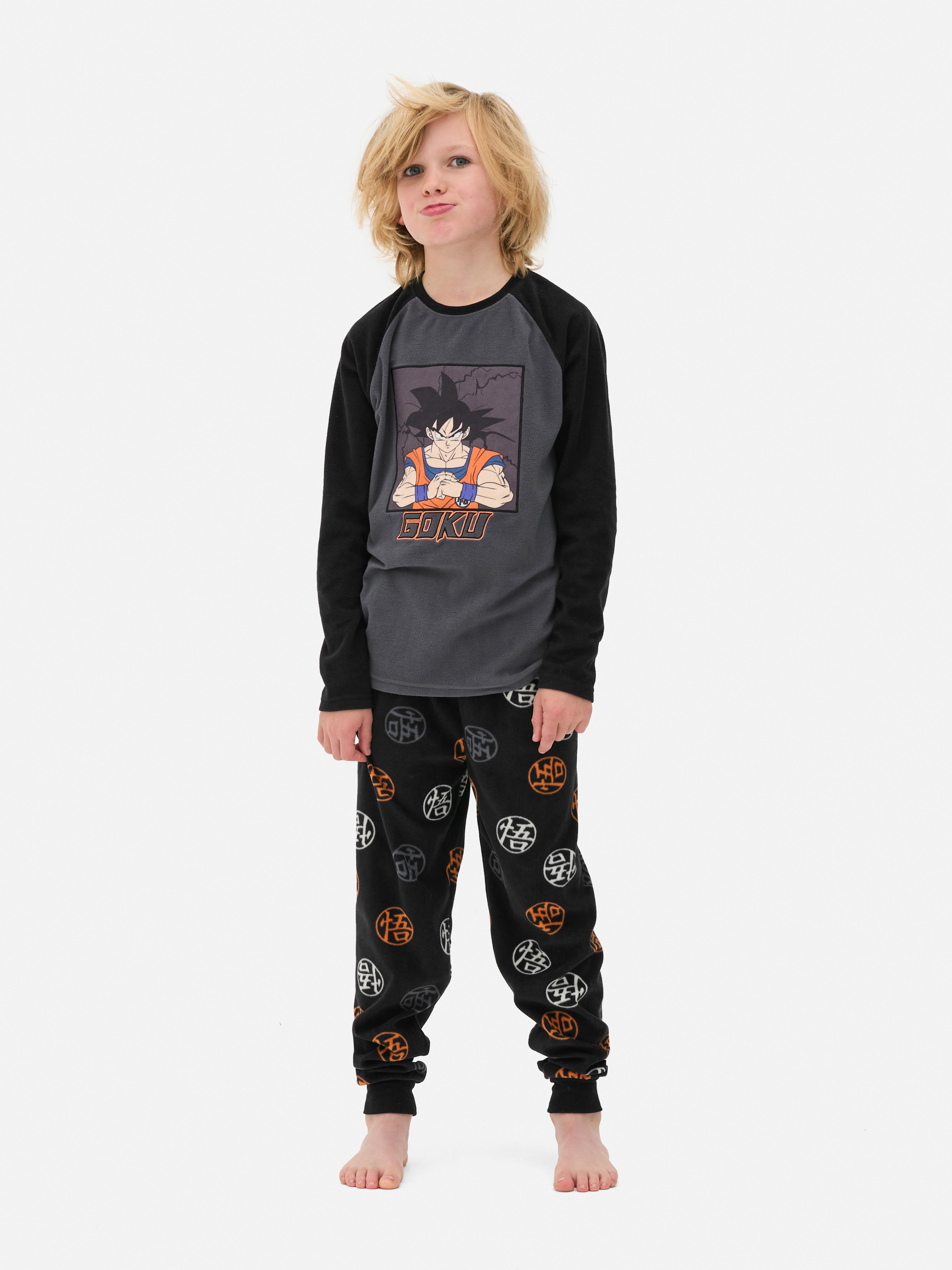 Pijamale din fleece cu mânecă lungă Dragon Ball Z Set de pijamale din două piese Dragon Ball Z, cu un top cu mânecă lungă și pantaloni de pijama asortați