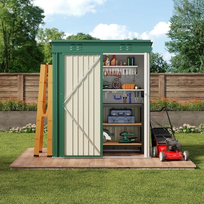 Caseta de jardín - BEALIFE - Metal - Acero galvanizado - 162 x 94 x 182 cm - Verde