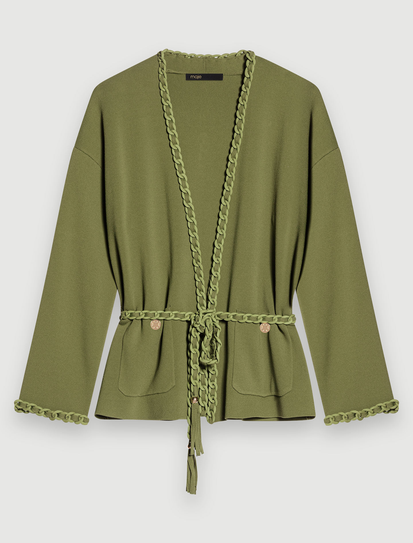 Vest met gevlochten randen - Khaki