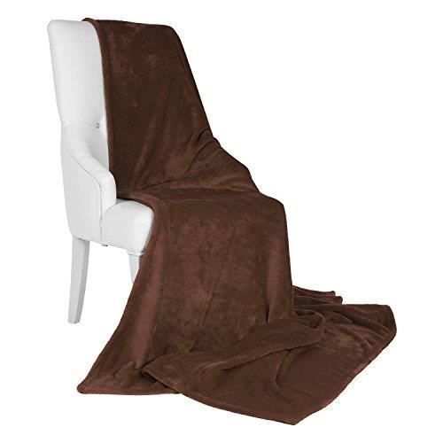 Beautissu Couverture polaire 220x240cm Marron foncé Couvre-Lit Aurelia - Plaid jeté de canapé très doux - Plaid polaire marron fon