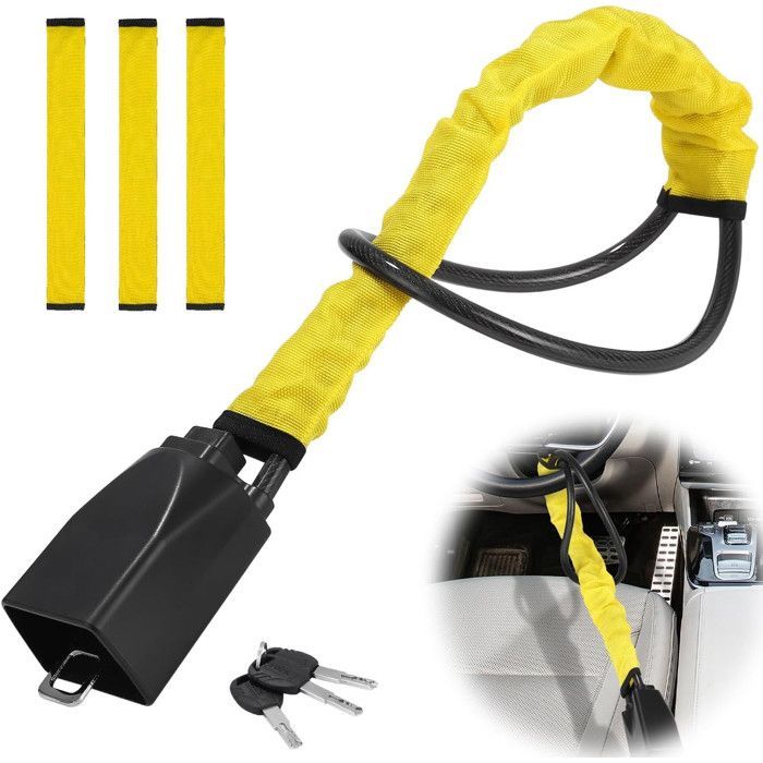 Bloqueo de volante para coche, sistema antirrobo para seguridad automotriz, bloqueo universal de acero inoxidable para volante con 3 llaves.