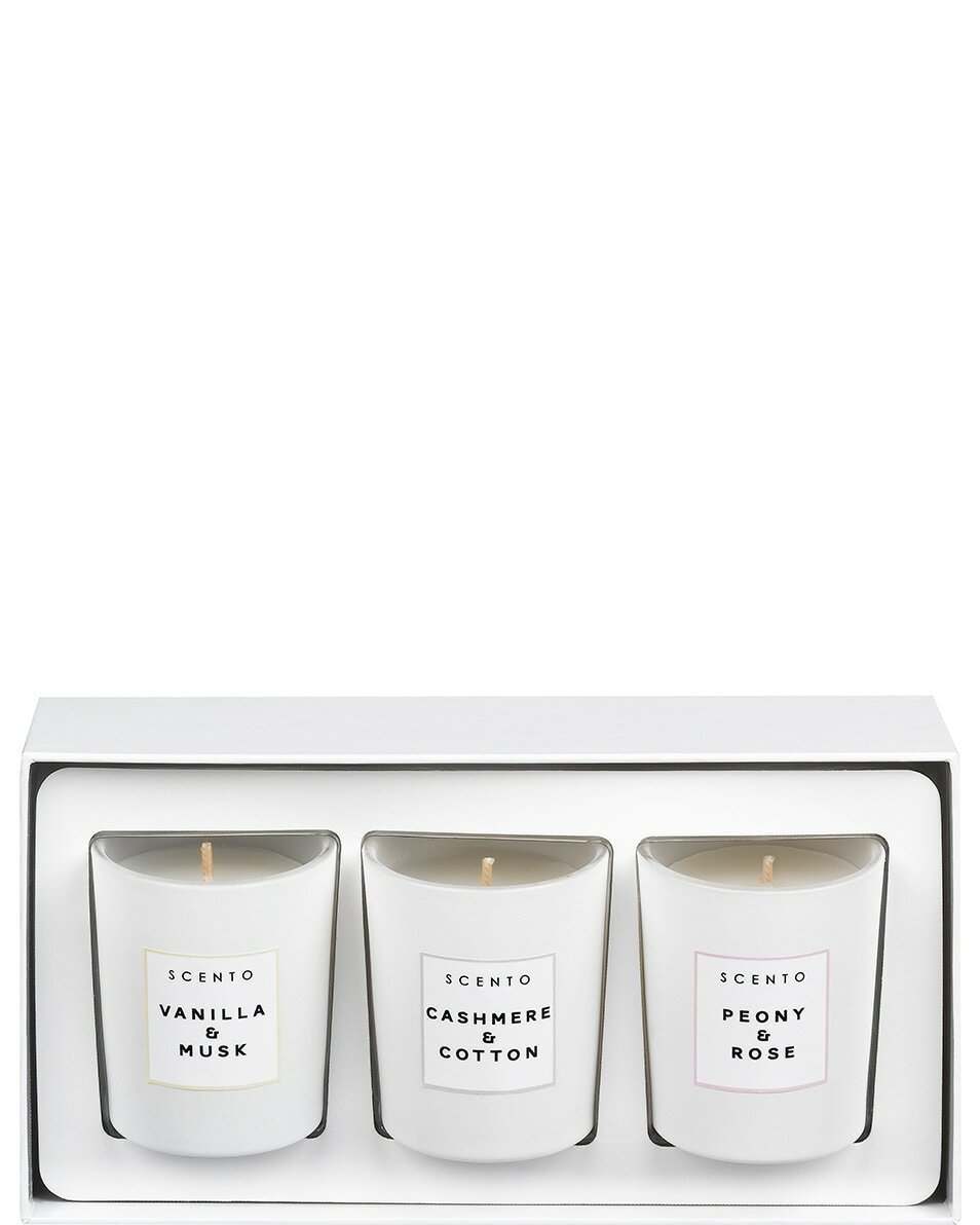 SCENTO SCENTED CANDLES SET VAN 3 GEPARFUMEERDE KAARSEN