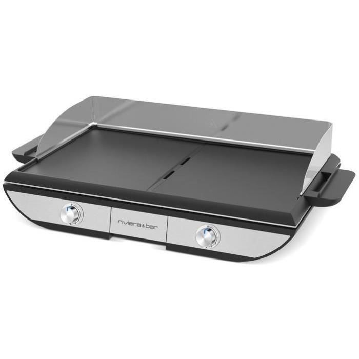 Plancha - RIVIERA & BAR - QPL665 - 2300 W - 2 zonas de cocción - 50 x 30 cm - Acero inoxidable