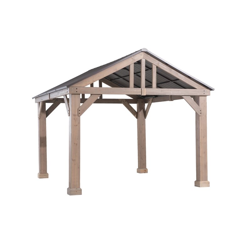 Pavilion de terasă Sunjoy, 4,5 m lățime x 3,6 m adâncime, din lemn masiv de cedru