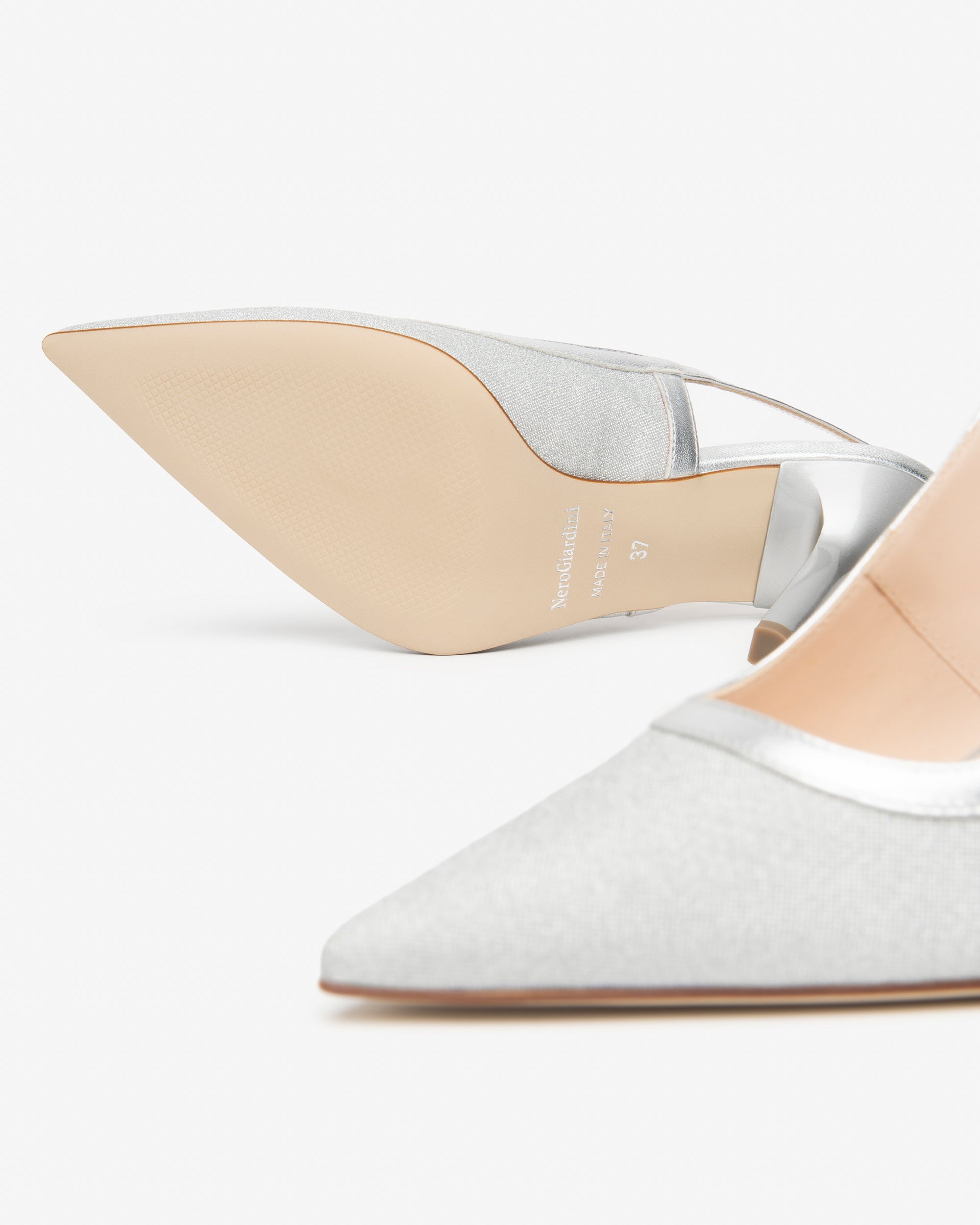  Damen-Slingback aus Stoff und Leder
