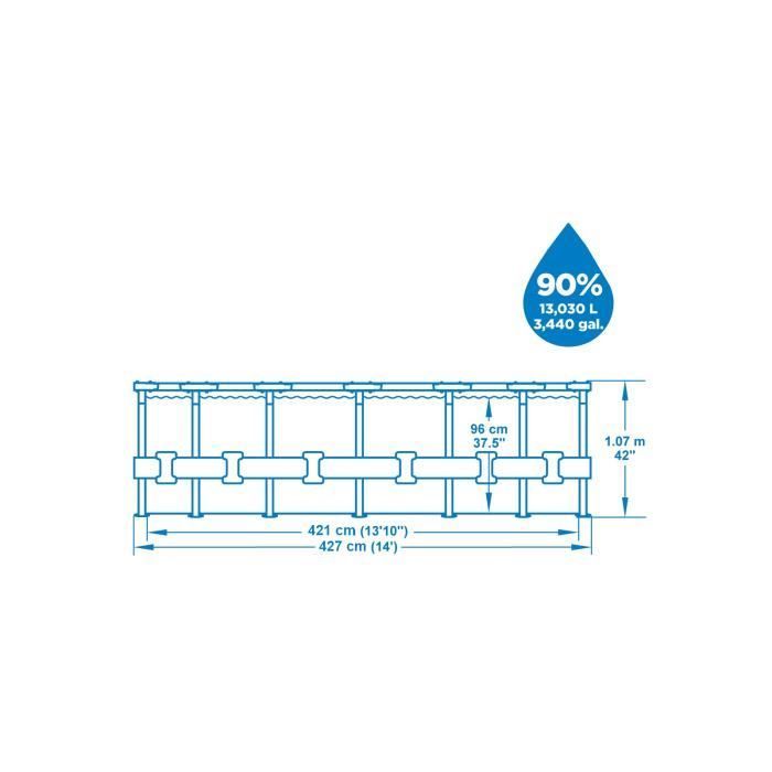 Kit para piscina tubular acima do solo BESTWAY Steel Pro Max™ - 427 x 107 cm - Redonda (Bomba, escada, cobertura e cartucho de filtro)