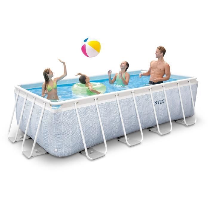 Kit de piscina tubular elevada Intex - Estructura Pris - 400 x 200 x 100 cm - Rectangular (Bomba, cartucho y escalera) - 26780NP