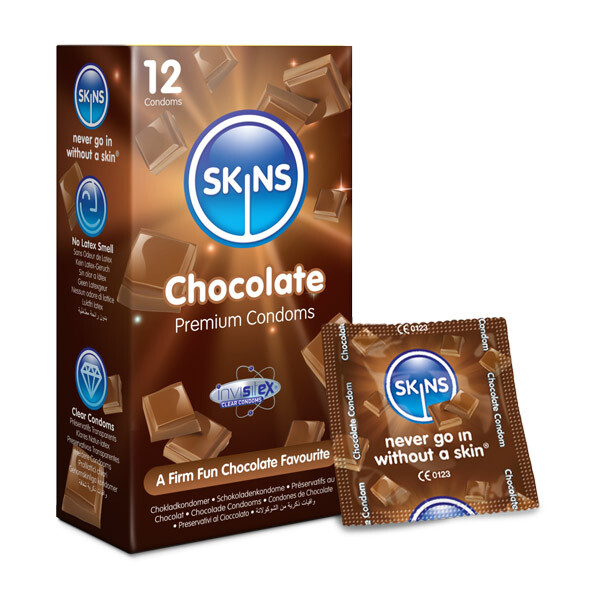 Preservativi Skins al cioccolato, confezione da 12 | Salute | Superdrug