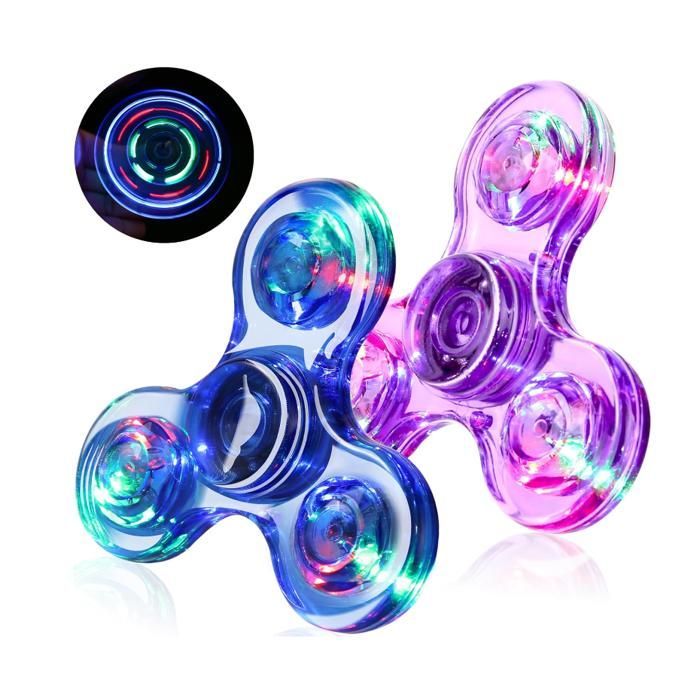 pezzi Fidget Spinner LED Crystal Light-Up Hand Spinner Giocattolo sensoriale Fidget Toys Antistress ADHD per bambini Blu e Viola