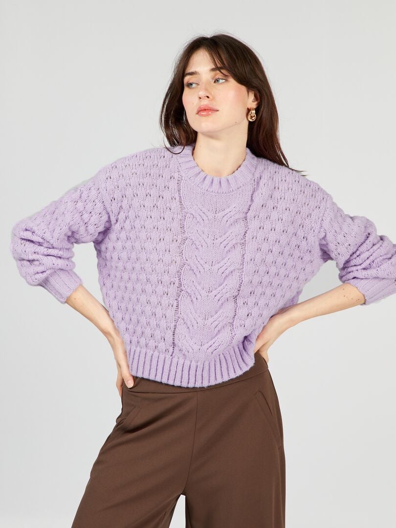 Sweter dzianinowy - liliowy