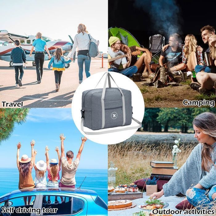 Bolsa deportiva plegable - HAUTSTORE - 45x36x20cm - Gris - Multiusos - Ideal para viajar