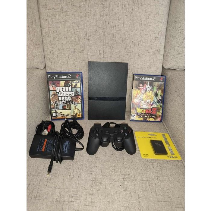 Console PS2 Slim - SONY - Version Française - 2 Jeux Inclus - Manette DualShock 2 - Carte Mémoire Neuve