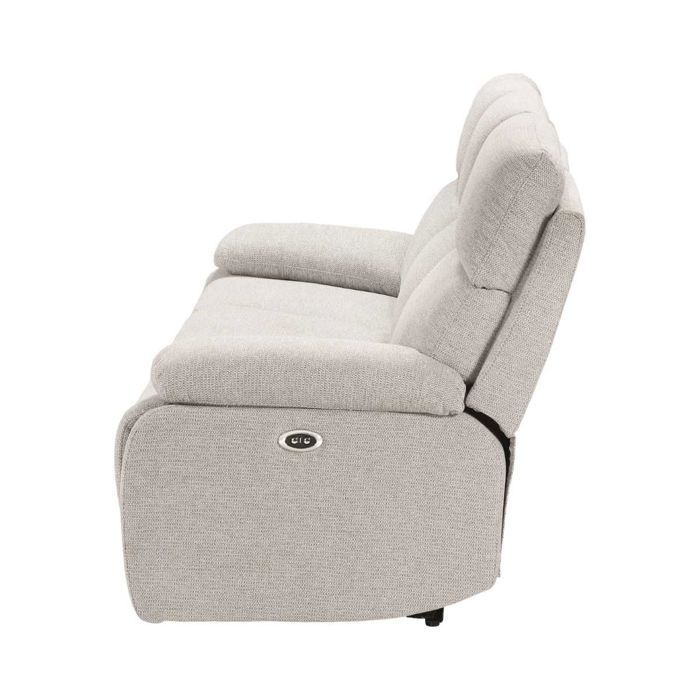 Canapé relax électrique 3 places tissu polyester gris clair - MIGUEL