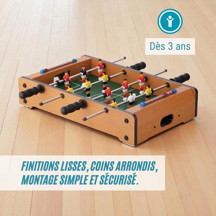 DEVESSPORT Mini Table Football for Children, Portable Soccer Game with Players and Scorers. Ideal Gift for Ages 3+