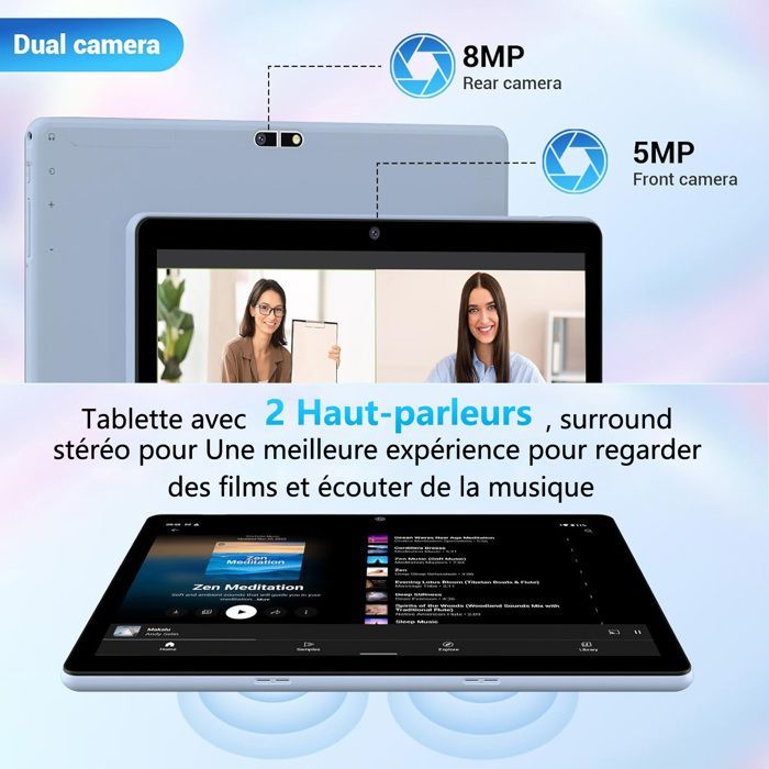 Tablette Tactile 10.1 Pouces MAGCH, Android 14, 36Go+128Go, Octa-Core, 5G Wifi, TYPC-C, 8000mAh, more accessoires-Bleu