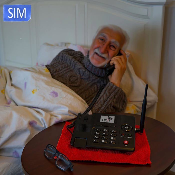 Téléphone fixe 4G pour seniors - SVATV - Purofon - Carte SIM incluse - Compatible Europe 4G - Écran 5 cm - Noir