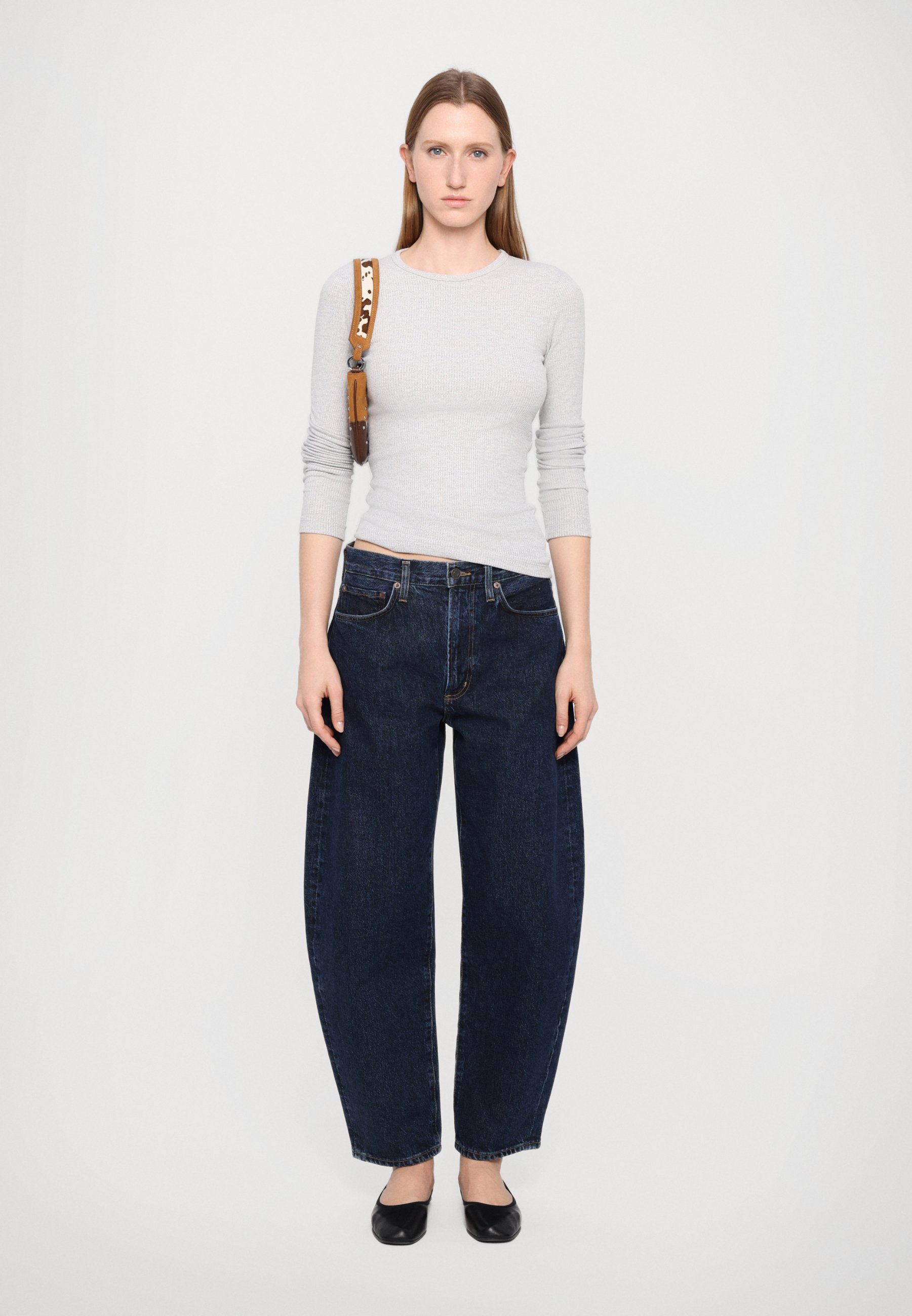 Agolde DELPHI SLIM T-SHIRT - Top met lange mouwen - geborsteld grijs gemêleerd