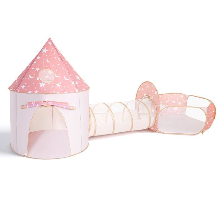 Tente de Jeu 3 en 1 pour Enfants avec Tunnel et Piscine à balles, maisonnette de Jeu château escamotable pour intérieur et