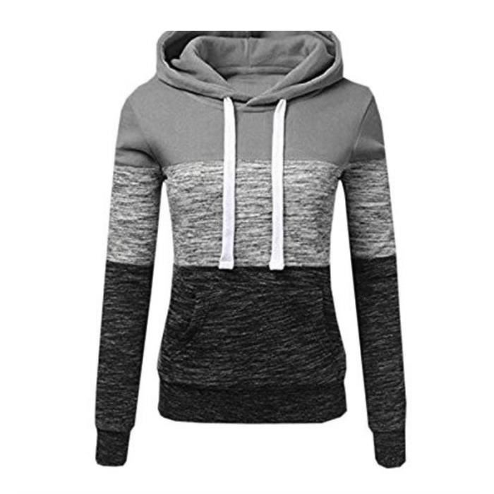 Sweat-shirt Femme en capuchonné de Marque Épissure - LEOCLOTHO - Gris - Manches longues - Casual