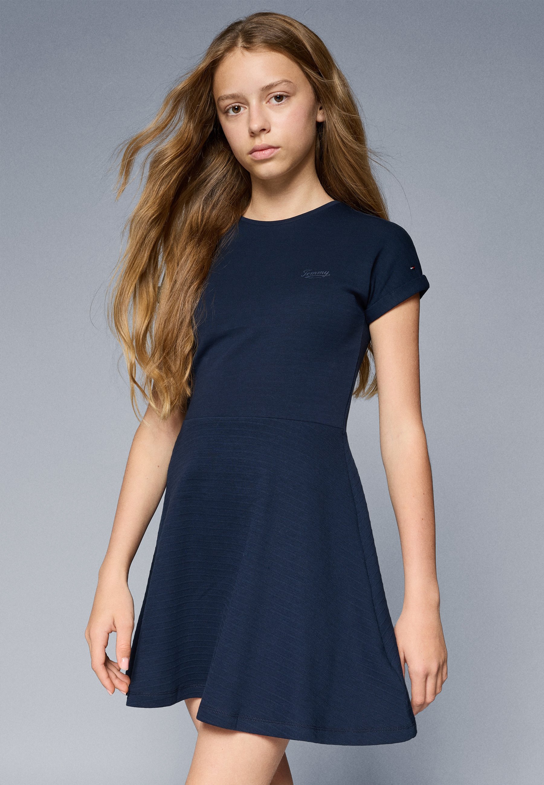Abito in jersey Tommy Hilfiger SPACER INTERLOCK - Blu notte scuro