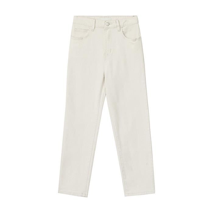 Jeans Femme - FUNMOON - Casual Droit - Taille Moyenne - Couleur Beige - Chaud