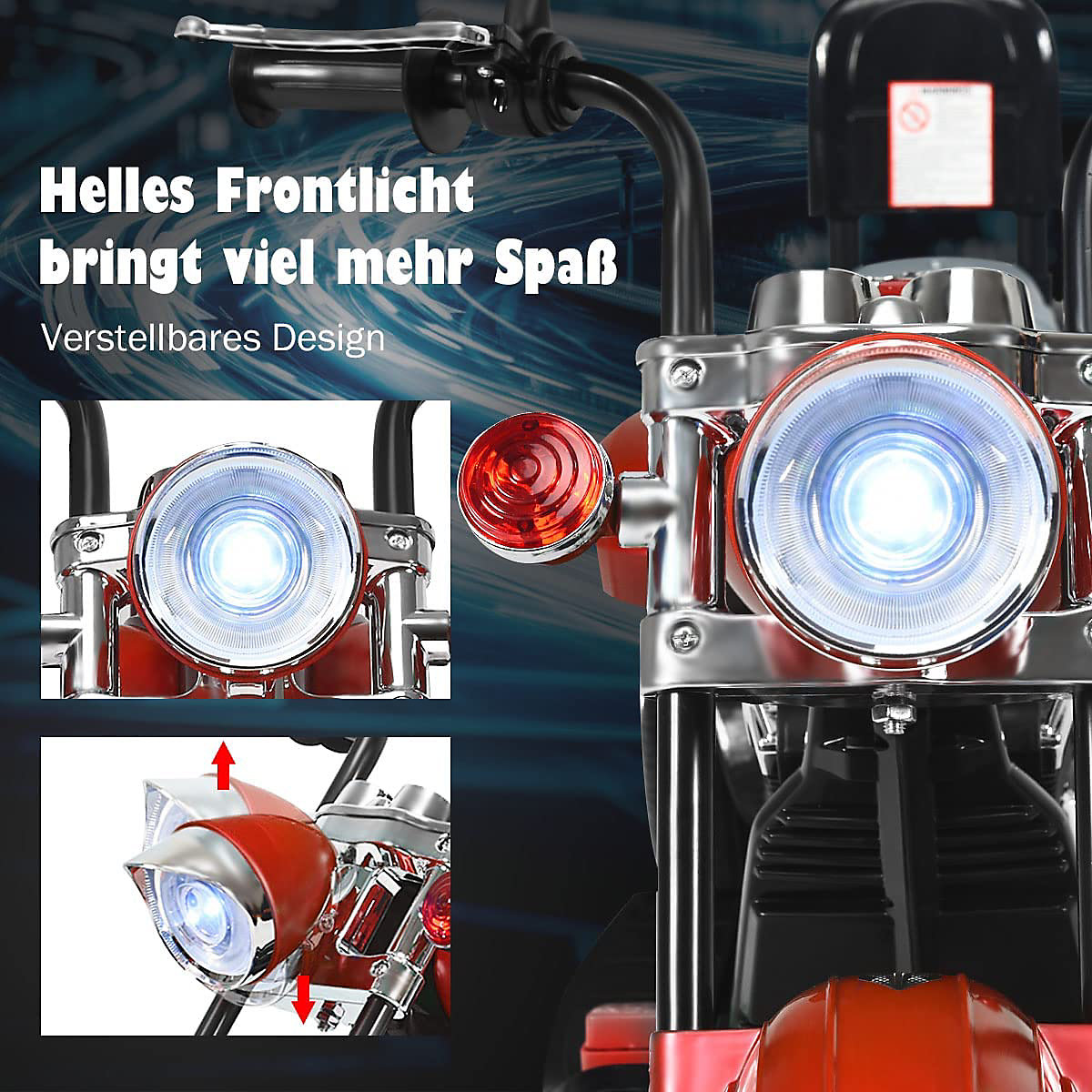 Motocykl, tříkolový, vhodný pro věk 3 a více let, červený