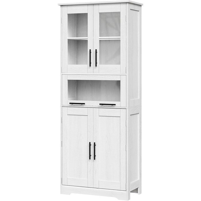Bathroom Column - HOERFURIY - 4 Doors - Water-Resistant MDF - Scandinavian Design - 180cm White