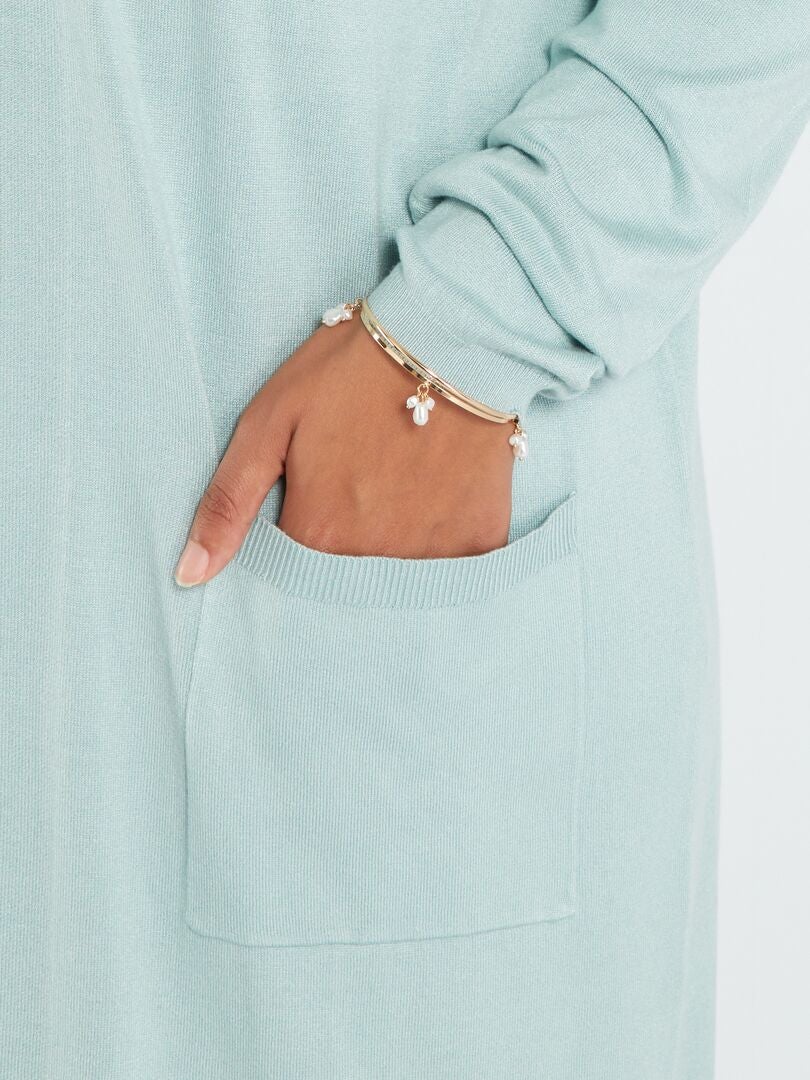 Lange gebreide cardigan - BLAUW