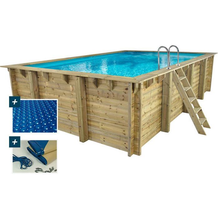 Piscina rectangular de madera 