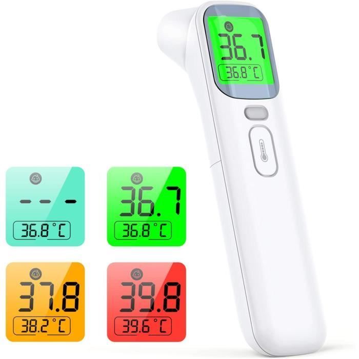 Termómetro de frente, termómetro infrarrojo, termómetro de oído para adultos, bebés y niños - Sin contacto con alerta de fiebre - 4 en 1