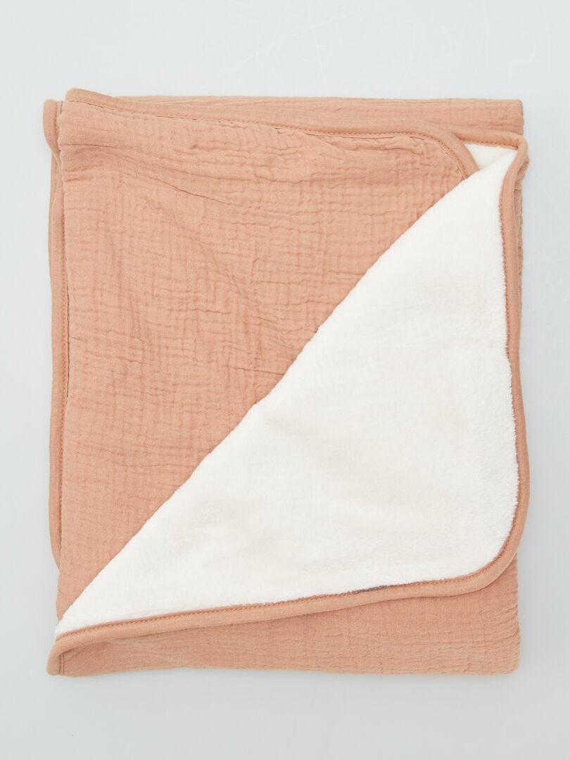 Vierkante babydeken van katoenen gaas - BEIGE