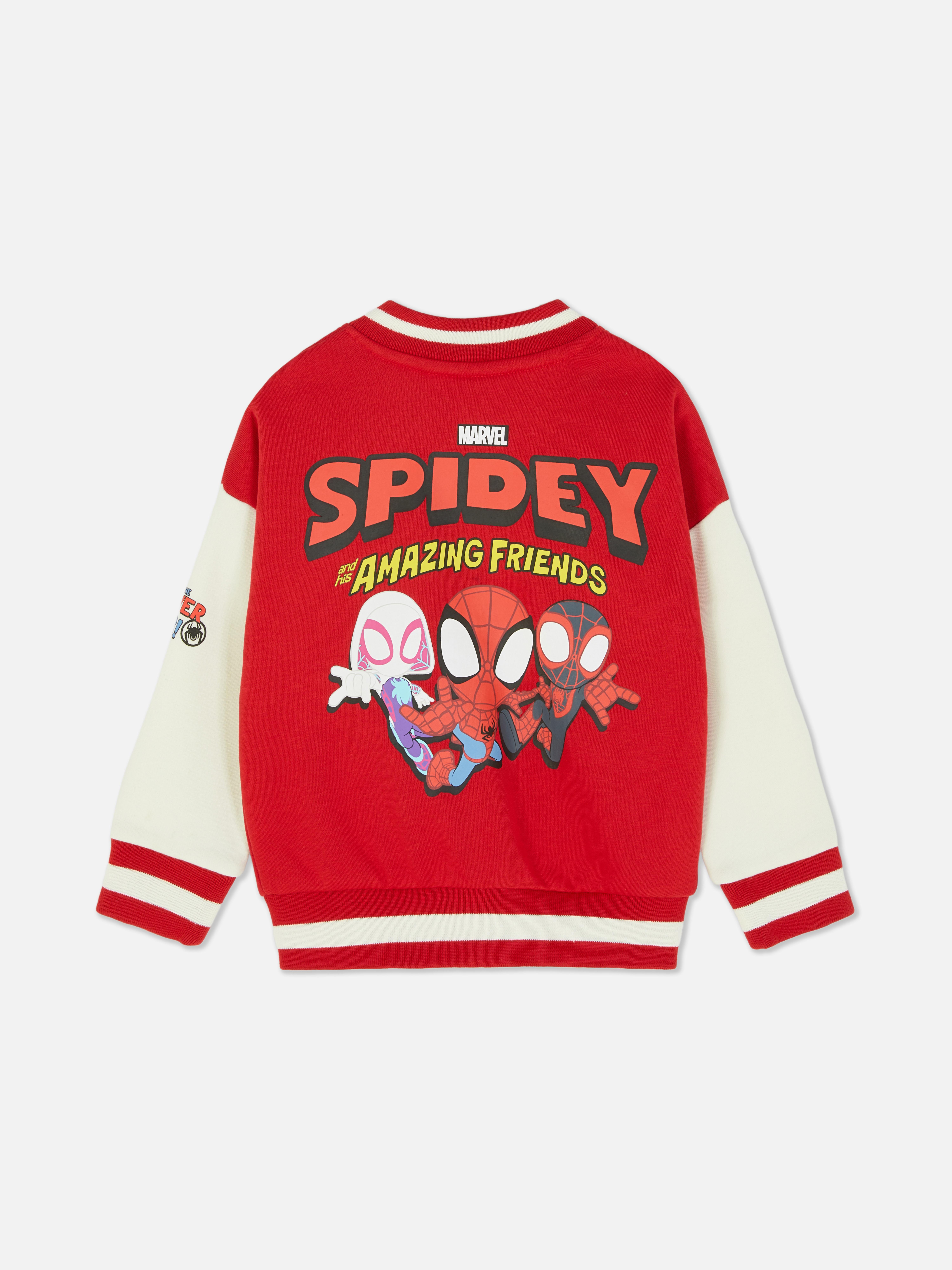Jachetă asortată pentru colegiu MARVEL Spider-Man and Friends. O jachetă sport Spidey cu nasturi cu capse, buzunare laterale și manșete cu nervuri.