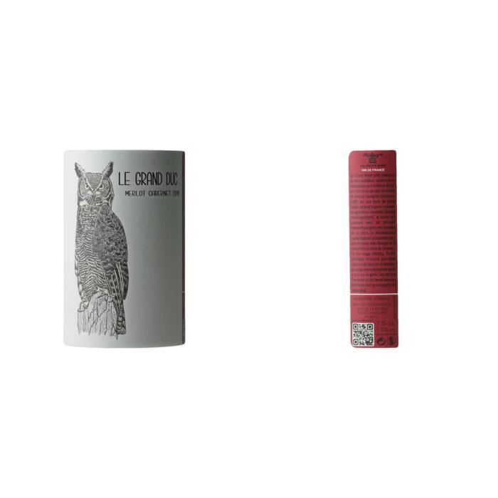 Vin de France - Origine Sud-Ouest Le Grand Duc Rouge 2018 - Lot de 6x75cl - Les Frères Moine - Vin VDF Rouge du Sud-Ouest - Cépages