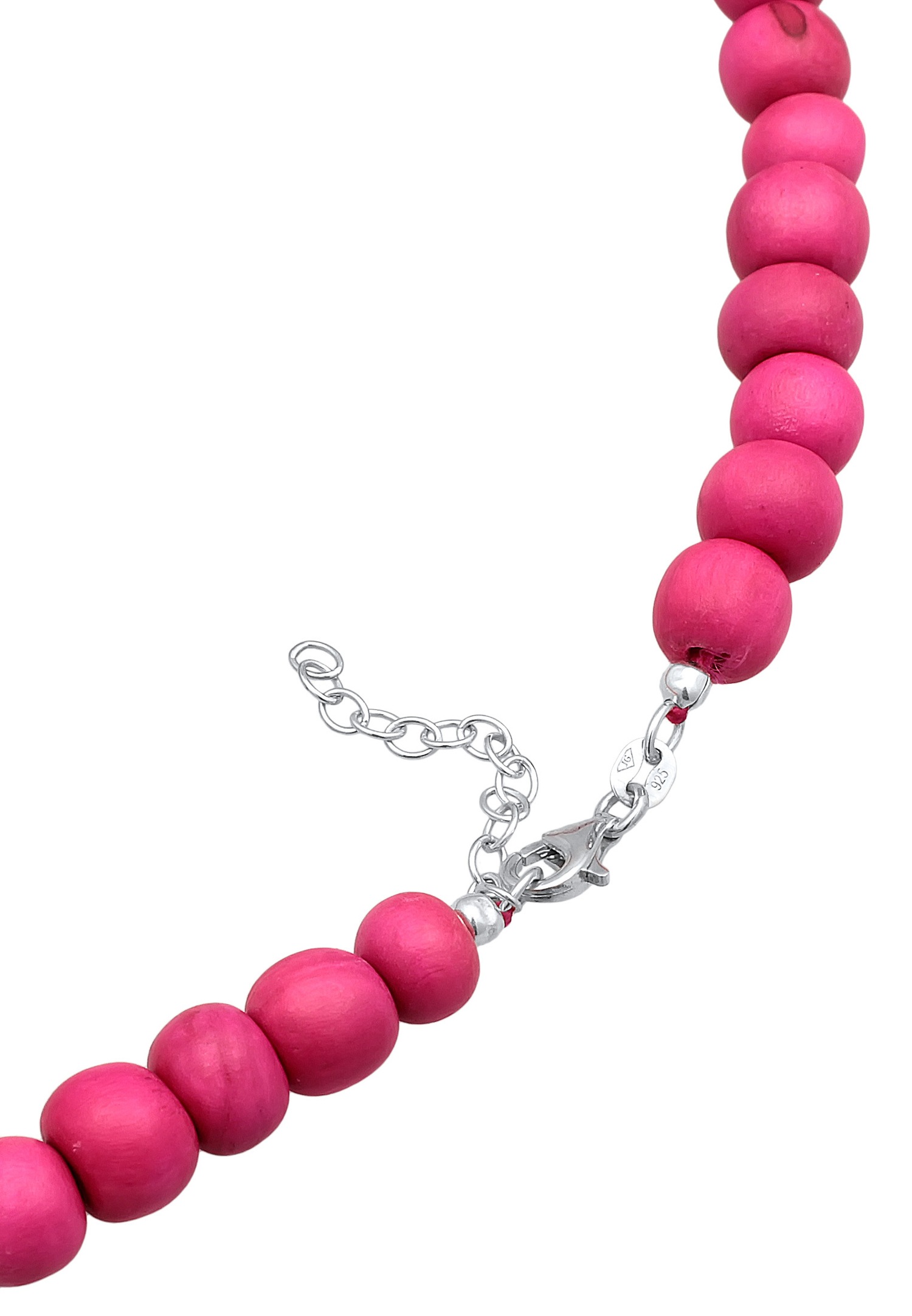Elli Femmes Choker Beads tendance avec des perles en bois rose en argent sterling 925